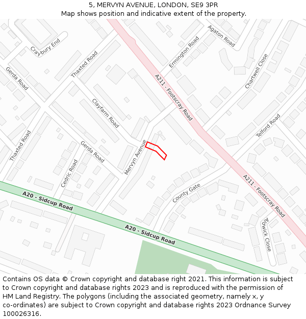 5, MERVYN AVENUE, LONDON, SE9 3PR: Location map and indicative extent of plot