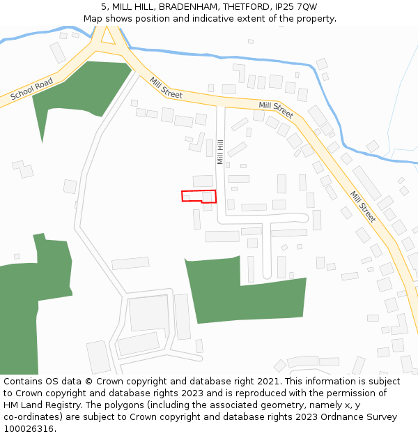 5, MILL HILL, BRADENHAM, THETFORD, IP25 7QW: Location map and indicative extent of plot