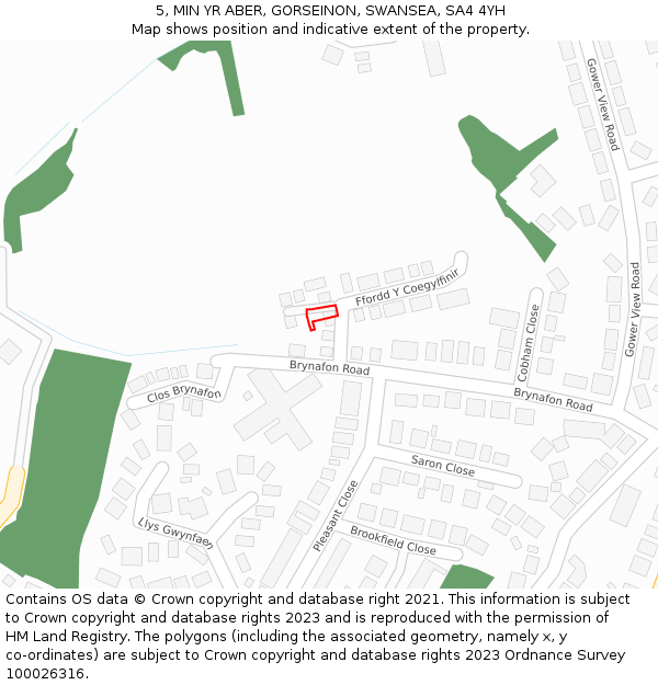 5, MIN YR ABER, GORSEINON, SWANSEA, SA4 4YH: Location map and indicative extent of plot