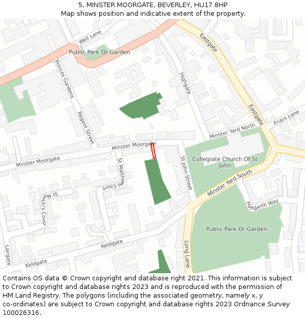 5, MINSTER MOORGATE, BEVERLEY, HU17 8HP: Location map and indicative extent of plot