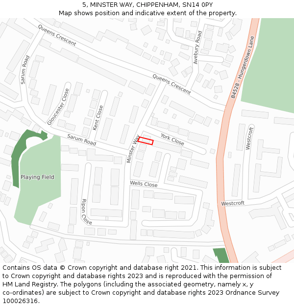 5, MINSTER WAY, CHIPPENHAM, SN14 0PY: Location map and indicative extent of plot