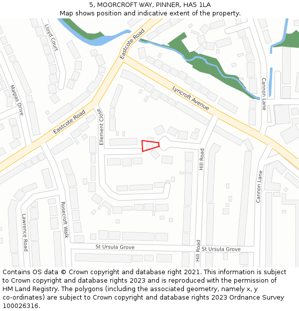 5, MOORCROFT WAY, PINNER, HA5 1LA: Location map and indicative extent of plot