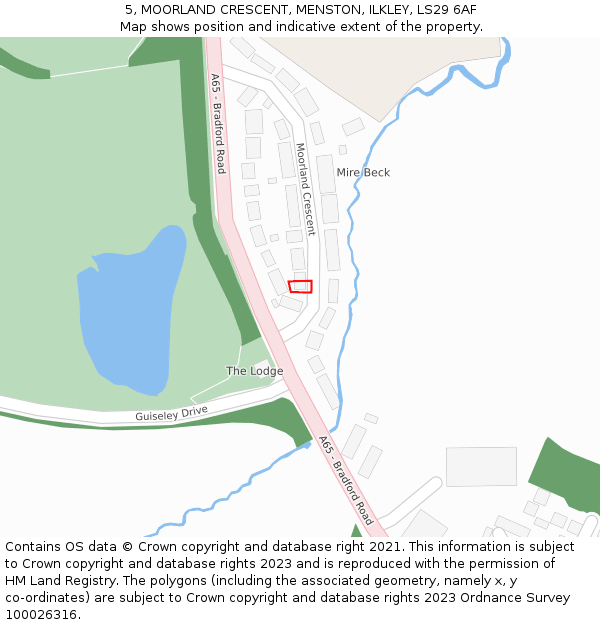 5, MOORLAND CRESCENT, MENSTON, ILKLEY, LS29 6AF: Location map and indicative extent of plot