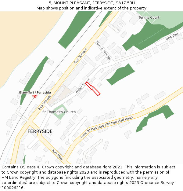 5, MOUNT PLEASANT, FERRYSIDE, SA17 5RU: Location map and indicative extent of plot