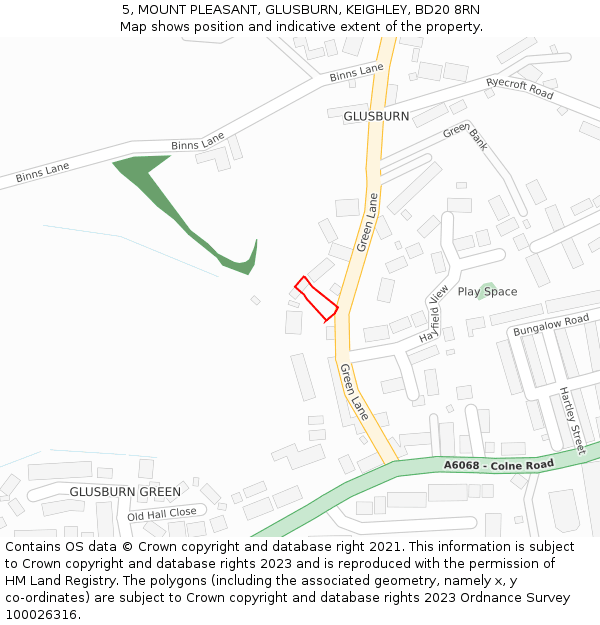 5, MOUNT PLEASANT, GLUSBURN, KEIGHLEY, BD20 8RN: Location map and indicative extent of plot