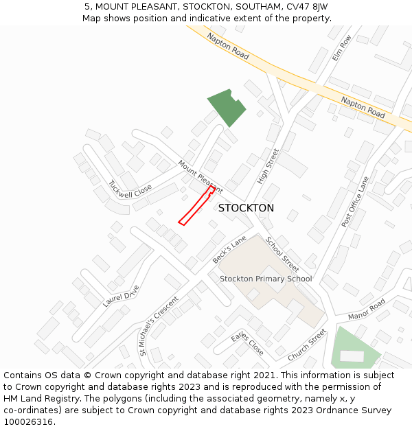 5, MOUNT PLEASANT, STOCKTON, SOUTHAM, CV47 8JW: Location map and indicative extent of plot