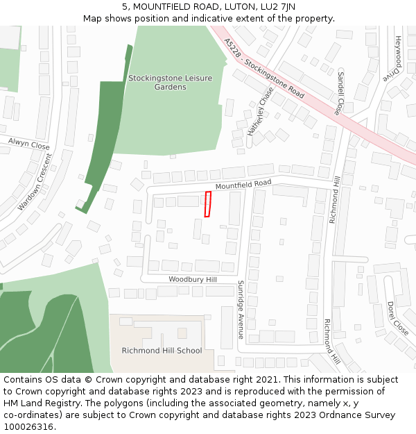 5, MOUNTFIELD ROAD, LUTON, LU2 7JN: Location map and indicative extent of plot