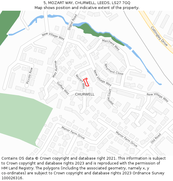 5, MOZART WAY, CHURWELL, LEEDS, LS27 7GQ: Location map and indicative extent of plot