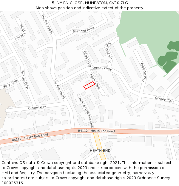 5, NAIRN CLOSE, NUNEATON, CV10 7LG: Location map and indicative extent of plot