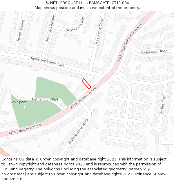 5, NETHERCOURT HILL, RAMSGATE, CT11 0RX: Location map and indicative extent of plot