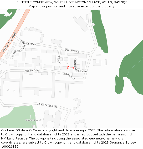 5, NETTLE COMBE VIEW, SOUTH HORRINGTON VILLAGE, WELLS, BA5 3QF: Location map and indicative extent of plot