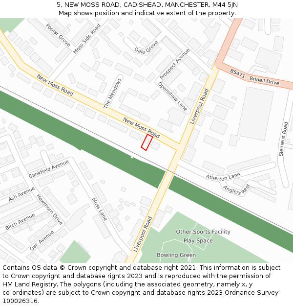 5, NEW MOSS ROAD, CADISHEAD, MANCHESTER, M44 5JN: Location map and indicative extent of plot