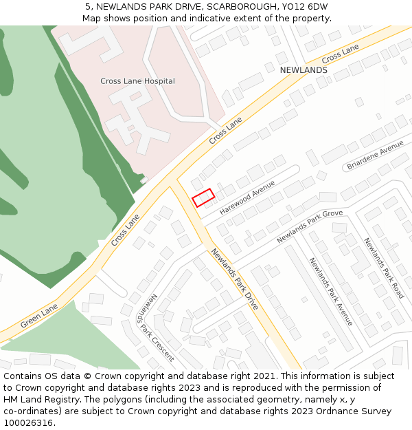 5, NEWLANDS PARK DRIVE, SCARBOROUGH, YO12 6DW: Location map and indicative extent of plot