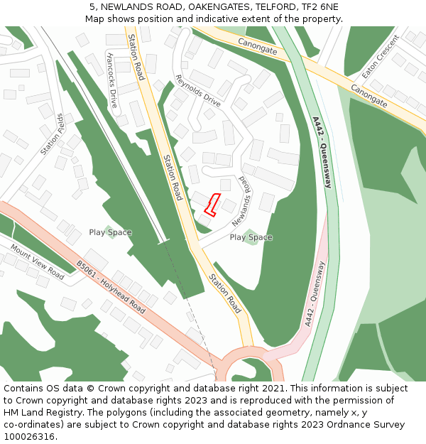 5, NEWLANDS ROAD, OAKENGATES, TELFORD, TF2 6NE: Location map and indicative extent of plot