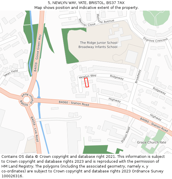 5, NEWLYN WAY, YATE, BRISTOL, BS37 7AX: Location map and indicative extent of plot