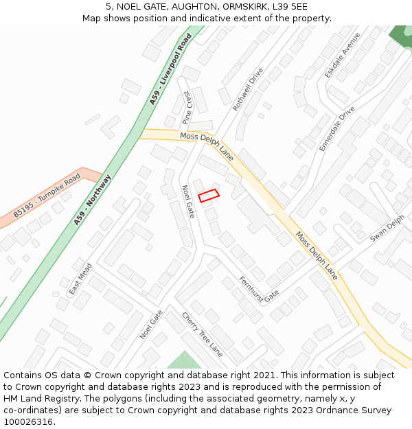 5, NOEL GATE, AUGHTON, ORMSKIRK, L39 5EE: Location map and indicative extent of plot