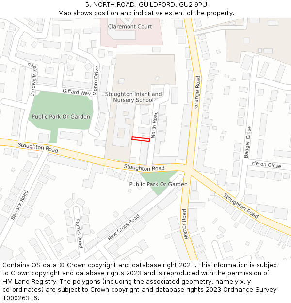 5, NORTH ROAD, GUILDFORD, GU2 9PU: Location map and indicative extent of plot