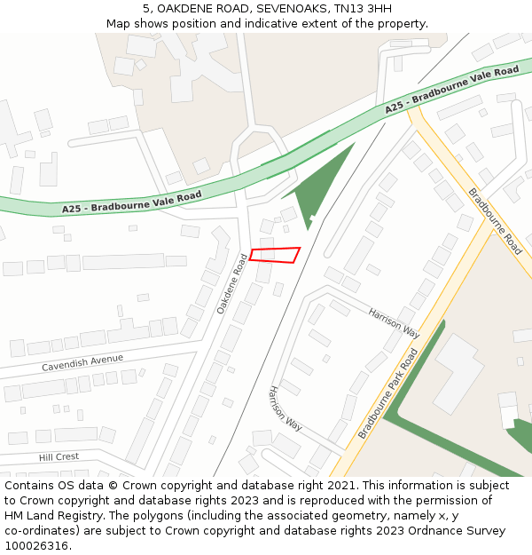 5, OAKDENE ROAD, SEVENOAKS, TN13 3HH: Location map and indicative extent of plot