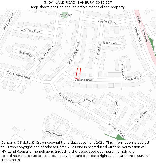 5, OAKLAND ROAD, BANBURY, OX16 9DT: Location map and indicative extent of plot