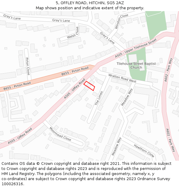 5, OFFLEY ROAD, HITCHIN, SG5 2AZ: Location map and indicative extent of plot