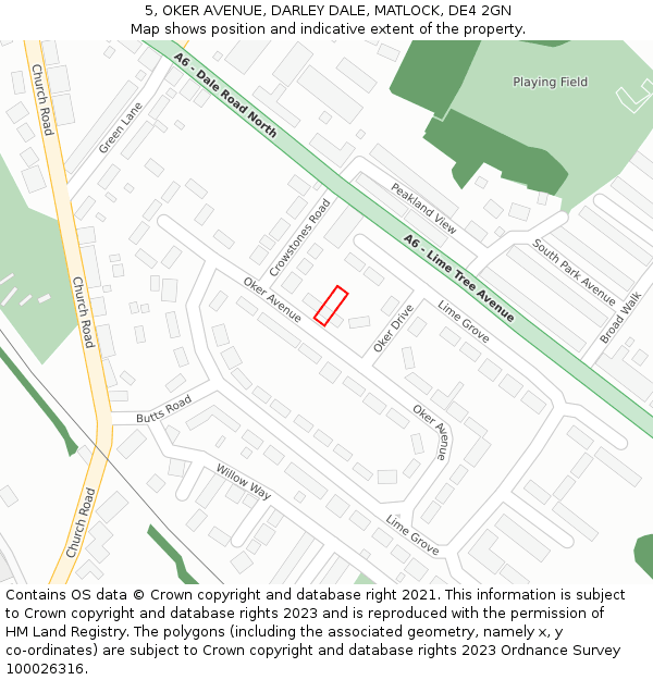 5, OKER AVENUE, DARLEY DALE, MATLOCK, DE4 2GN: Location map and indicative extent of plot