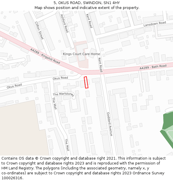 5, OKUS ROAD, SWINDON, SN1 4HY: Location map and indicative extent of plot