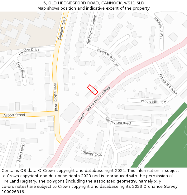 5, OLD HEDNESFORD ROAD, CANNOCK, WS11 6LD: Location map and indicative extent of plot