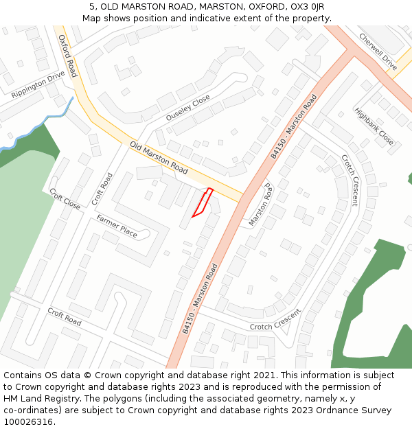 5, OLD MARSTON ROAD, MARSTON, OXFORD, OX3 0JR: Location map and indicative extent of plot