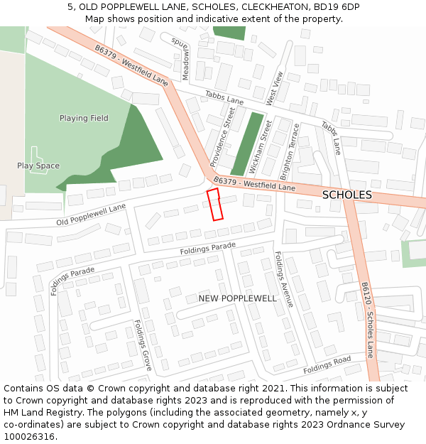 5, OLD POPPLEWELL LANE, SCHOLES, CLECKHEATON, BD19 6DP: Location map and indicative extent of plot