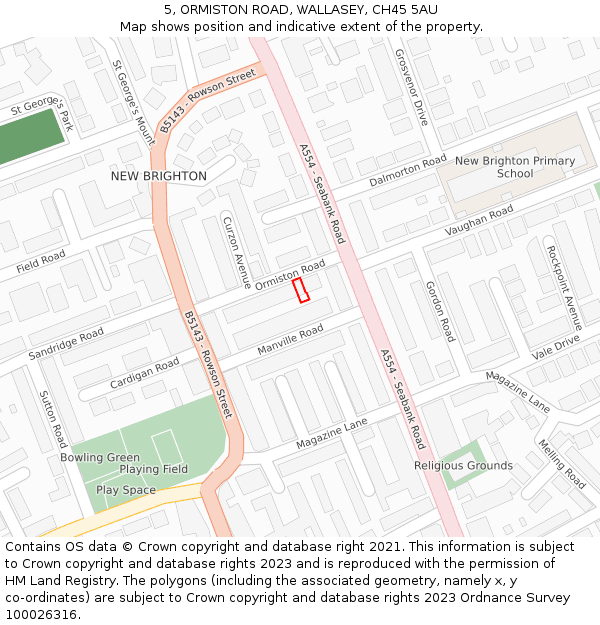 5, ORMISTON ROAD, WALLASEY, CH45 5AU: Location map and indicative extent of plot