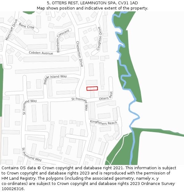 5, OTTERS REST, LEAMINGTON SPA, CV31 1AD: Location map and indicative extent of plot