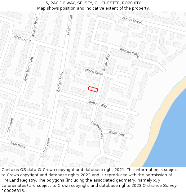 5, PACIFIC WAY, SELSEY, CHICHESTER, PO20 0TY: Location map and indicative extent of plot