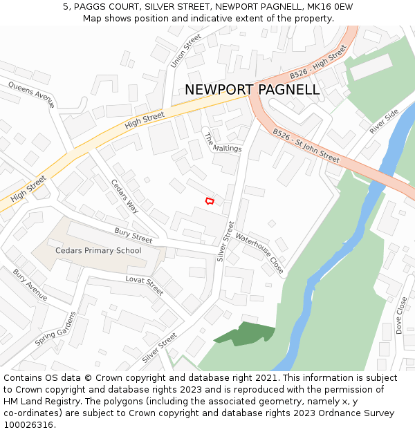 5, PAGGS COURT, SILVER STREET, NEWPORT PAGNELL, MK16 0EW: Location map and indicative extent of plot