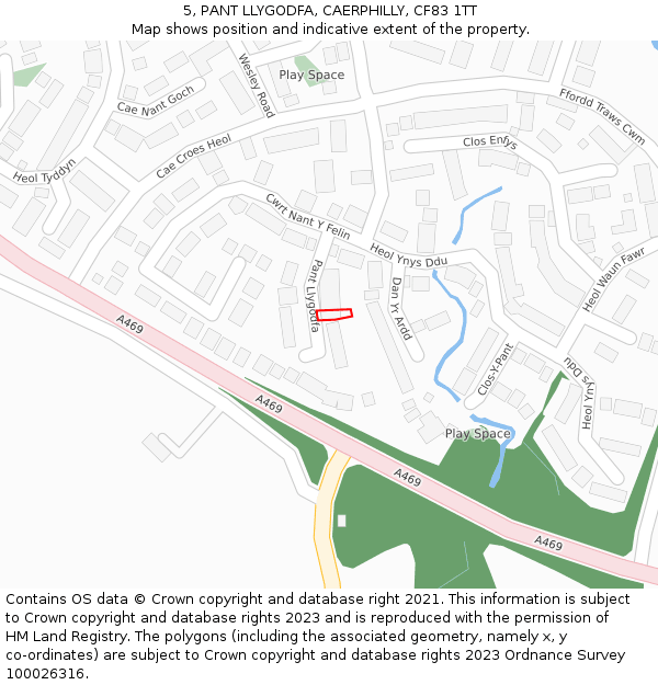 5, PANT LLYGODFA, CAERPHILLY, CF83 1TT: Location map and indicative extent of plot