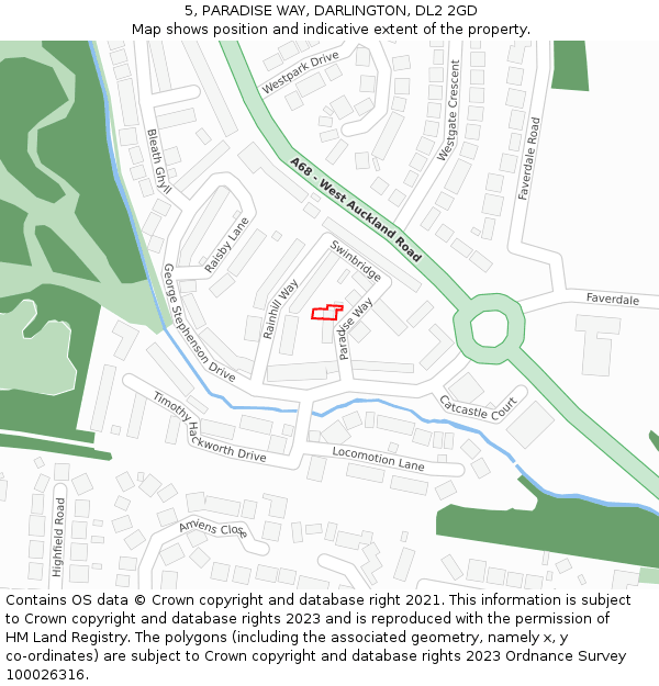 5, PARADISE WAY, DARLINGTON, DL2 2GD: Location map and indicative extent of plot