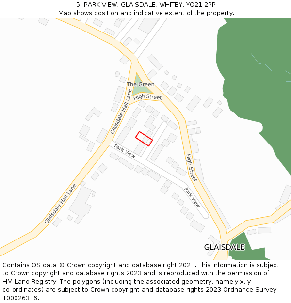 5, PARK VIEW, GLAISDALE, WHITBY, YO21 2PP: Location map and indicative extent of plot