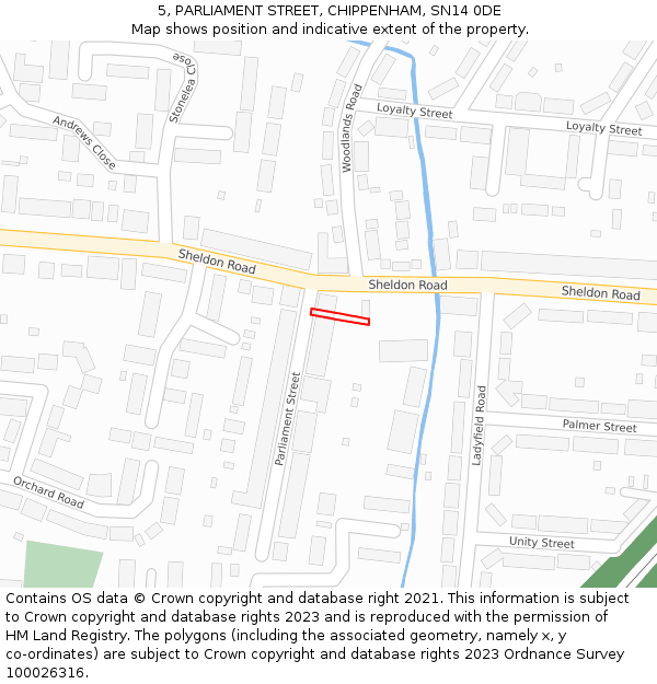 5, PARLIAMENT STREET, CHIPPENHAM, SN14 0DE: Location map and indicative extent of plot