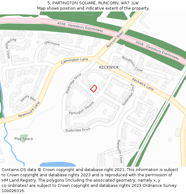 5, PARTINGTON SQUARE, RUNCORN, WA7 1LW: Location map and indicative extent of plot