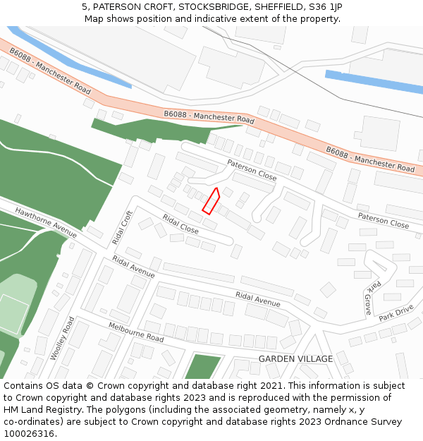 5, PATERSON CROFT, STOCKSBRIDGE, SHEFFIELD, S36 1JP: Location map and indicative extent of plot