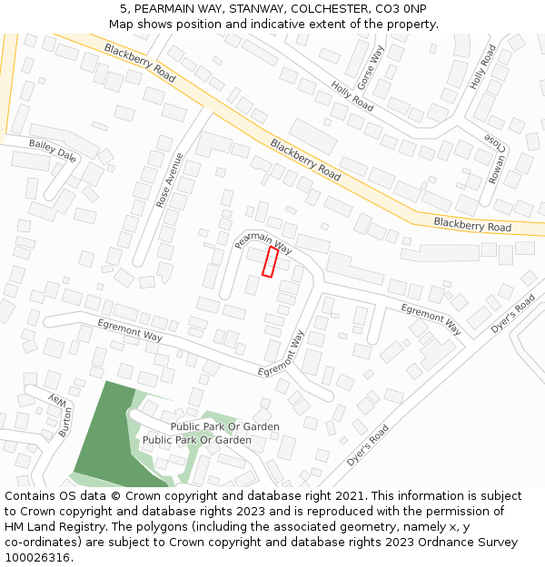 5, PEARMAIN WAY, STANWAY, COLCHESTER, CO3 0NP: Location map and indicative extent of plot