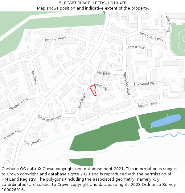 5, PEART PLACE, LEEDS, LS10 4FR: Location map and indicative extent of plot