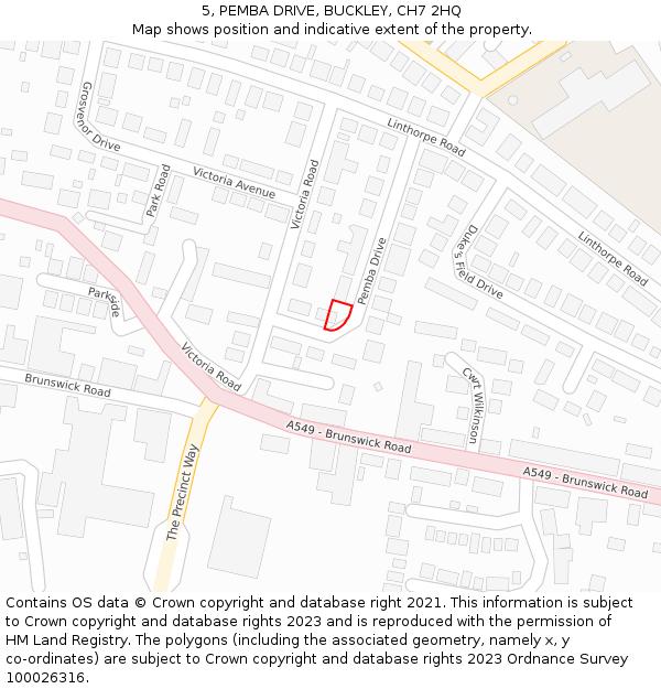 5, PEMBA DRIVE, BUCKLEY, CH7 2HQ: Location map and indicative extent of plot