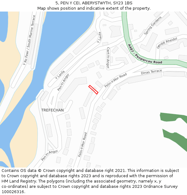 5, PEN Y CEI, ABERYSTWYTH, SY23 1BS: Location map and indicative extent of plot