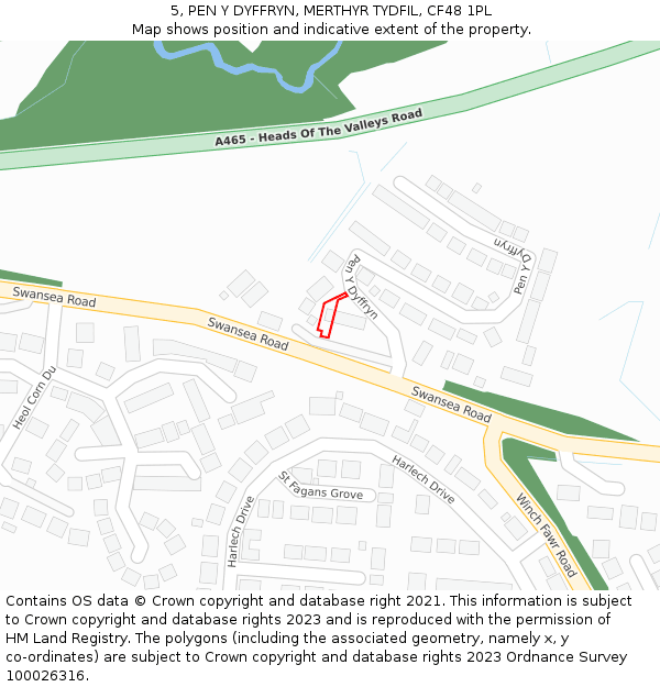 5, PEN Y DYFFRYN, MERTHYR TYDFIL, CF48 1PL: Location map and indicative extent of plot