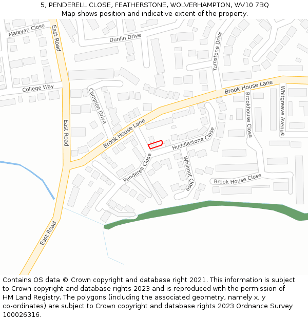 5, PENDERELL CLOSE, FEATHERSTONE, WOLVERHAMPTON, WV10 7BQ: Location map and indicative extent of plot