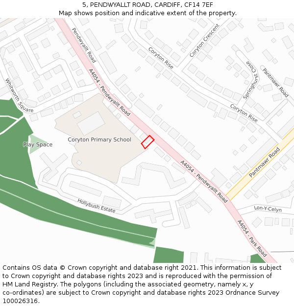 5, PENDWYALLT ROAD, CARDIFF, CF14 7EF: Location map and indicative extent of plot