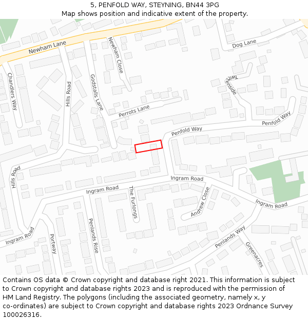 5, PENFOLD WAY, STEYNING, BN44 3PG: Location map and indicative extent of plot