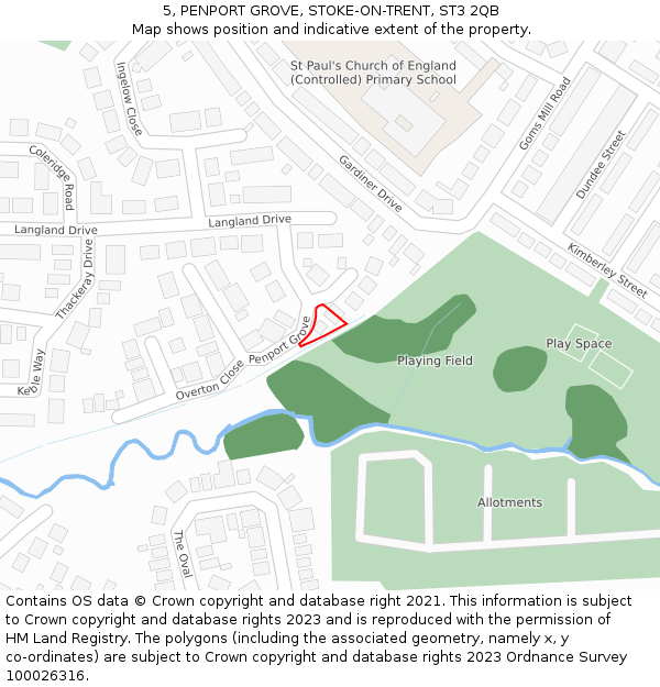 5, PENPORT GROVE, STOKE-ON-TRENT, ST3 2QB: Location map and indicative extent of plot