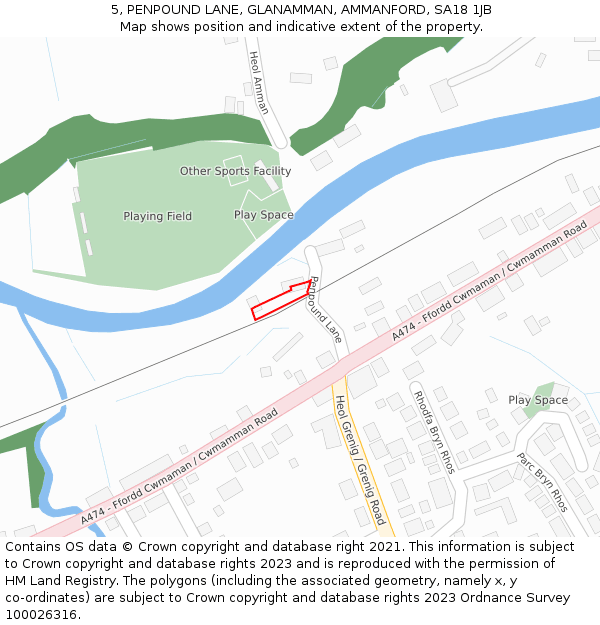 5, PENPOUND LANE, GLANAMMAN, AMMANFORD, SA18 1JB: Location map and indicative extent of plot