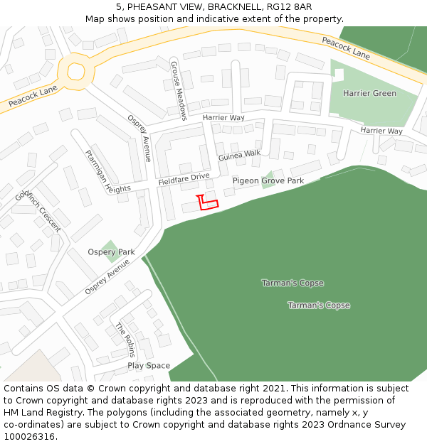 5, PHEASANT VIEW, BRACKNELL, RG12 8AR: Location map and indicative extent of plot